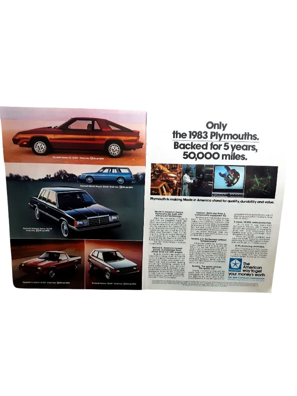 1983 Plymouth Cars Ad Horizon Reliant Scamp Turismo Wagon 2 Page